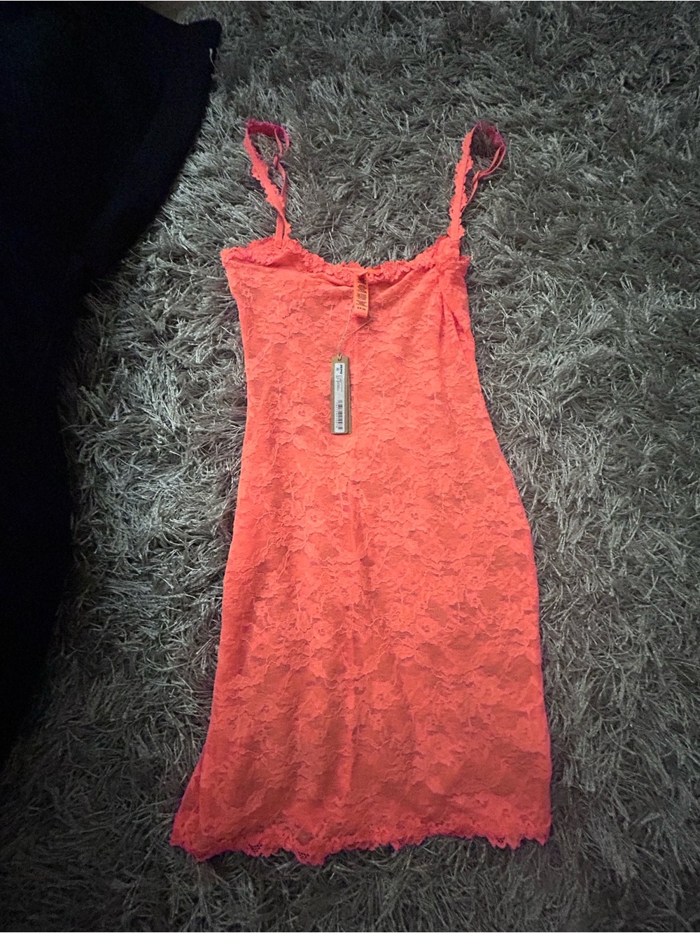 SKIMS Coral Lace Slip Dress